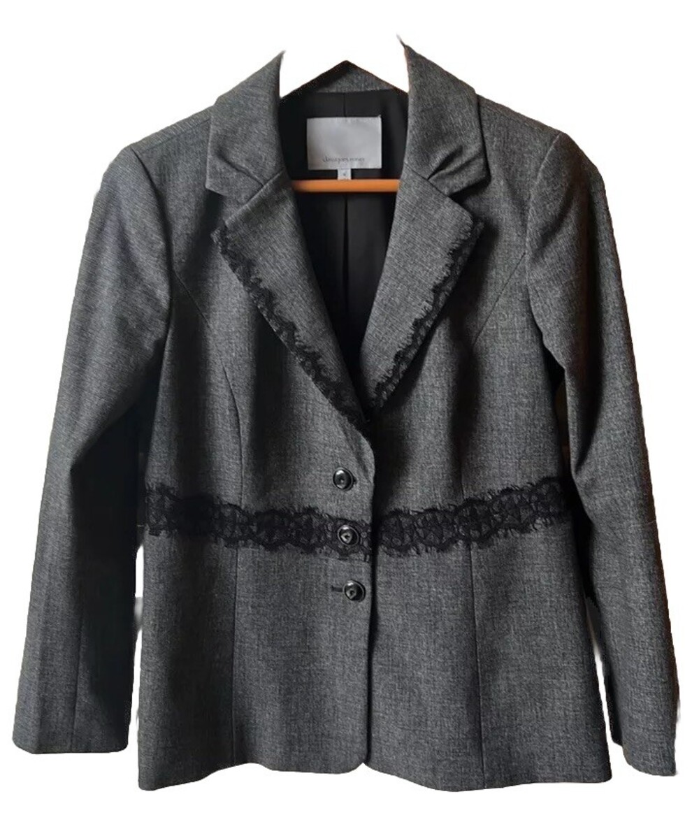 Classiques Entier | Gray Lace Blazer Size 10